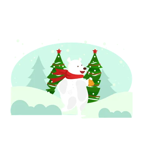 Christmas Bear with bell  Illustration