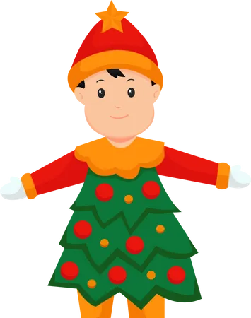 Christmas Boy with Pine Costume  Illustration