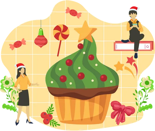 Christmas cake decoration Illustration