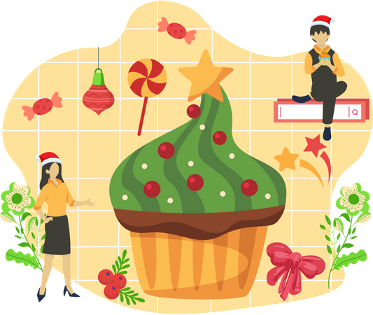 Christmas cake decoration  Illustration