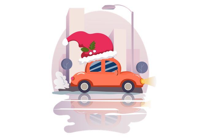 Christmas Car Illustration