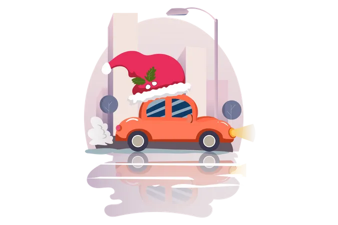 Christmas Car  Illustration