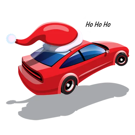 Santa Claus Drives A Automobile To Deliver Christmas Presents To Children Around The World Merry Christmas Cutout Element For Holiday Cards Invitations And Website Celebration Decoration Illustration