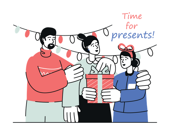 Christmas celebrate with parents  Illustration