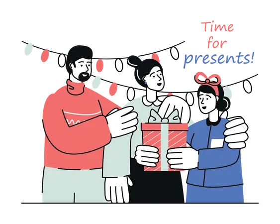 Christmas celebrate with parents  Illustration