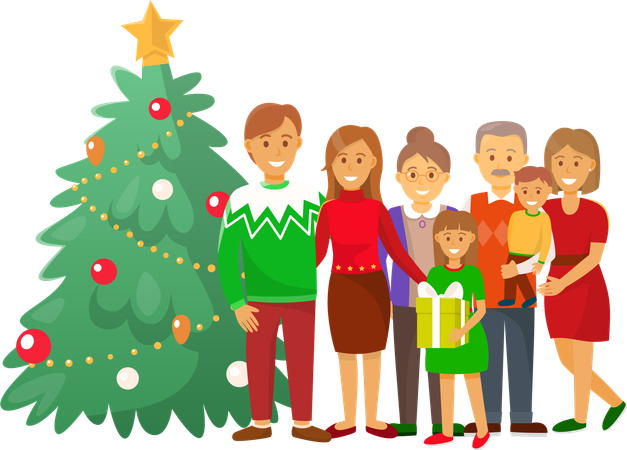 Christmas Celebration Xmas Winter Holiday at Home  Illustration