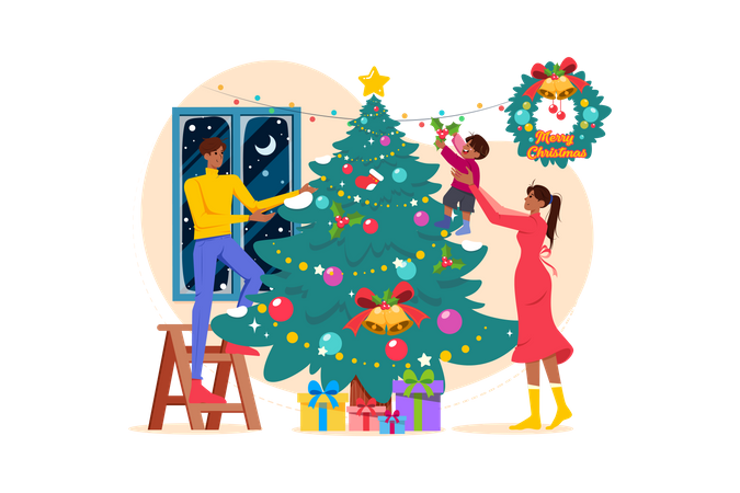 Christmas decoration at home  Illustration