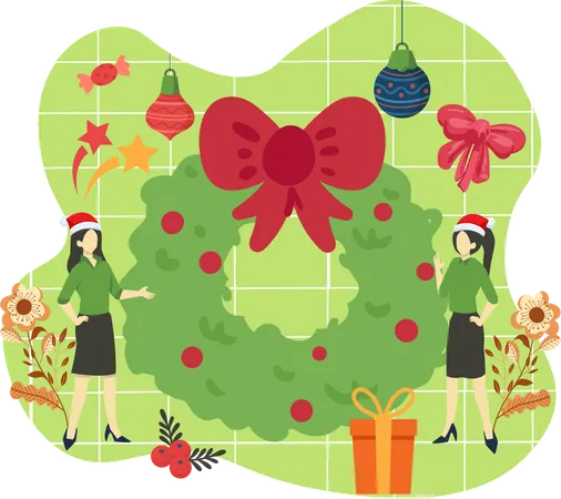 Christmas decoration wreath Illustration
