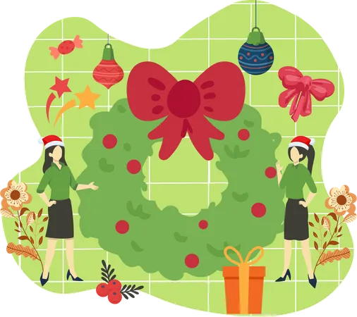 Christmas decoration wreath  Illustration