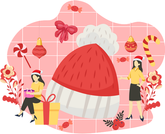 Christmas decorative hat  Illustration