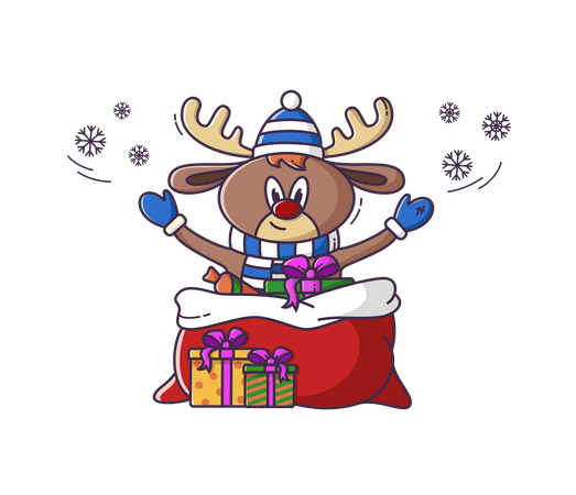 Christmas deer with gifts Illustration
