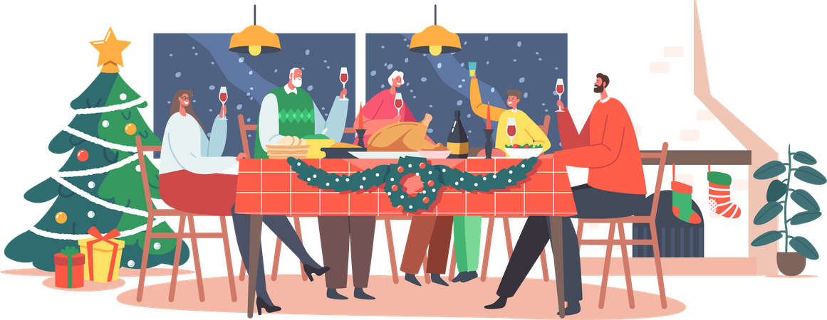 Christmas Dinner Illustration
