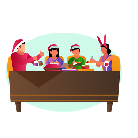 Christmas dinner party  Illustration
