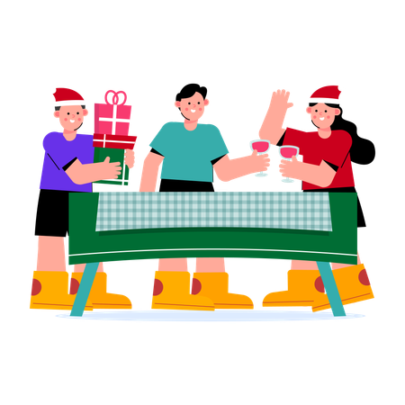 Christmas dinner party  Illustration