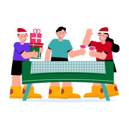 Christmas dinner party  Illustration