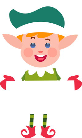 Christmas Elf holding blank placard  Illustration