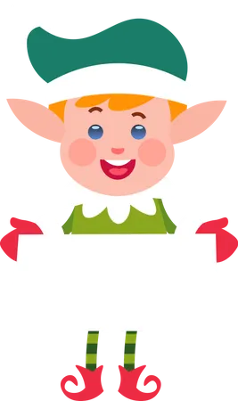 Christmas Elf holding blank placard  Illustration