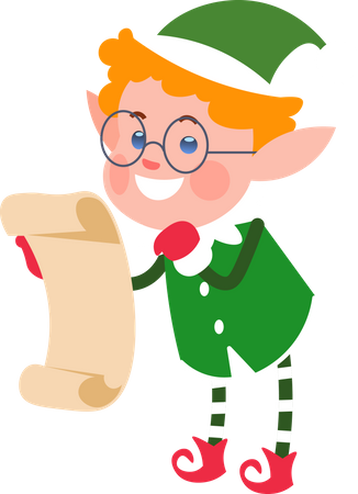Christmas Elf Holding Letter  Illustration