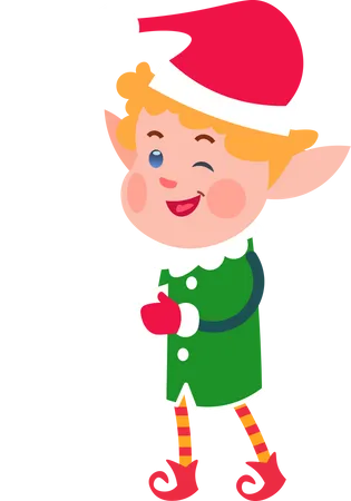 Christmas Elf Baby Elves Santa Claus Helpers Funny Winter Dwarf Character Illustration Illustration