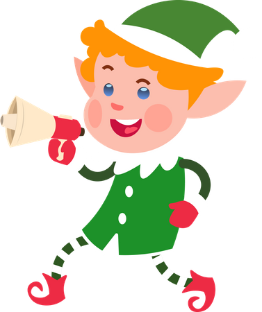 Christmas Elf Holding Megaphone  Illustration
