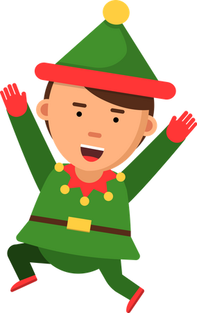 Christmas elf jumping  Illustration