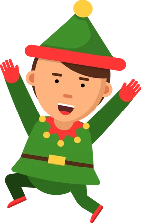 Christmas elf jumping  Illustration
