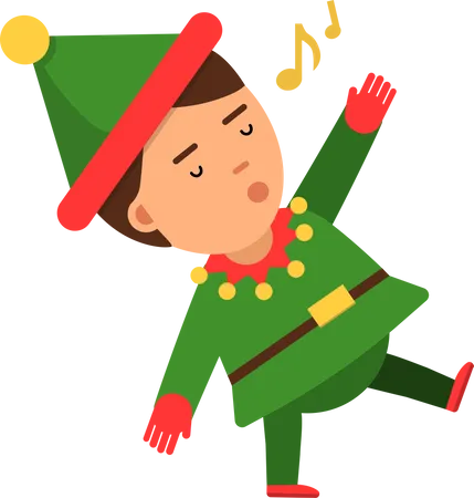 Christmas elf singing  Illustration