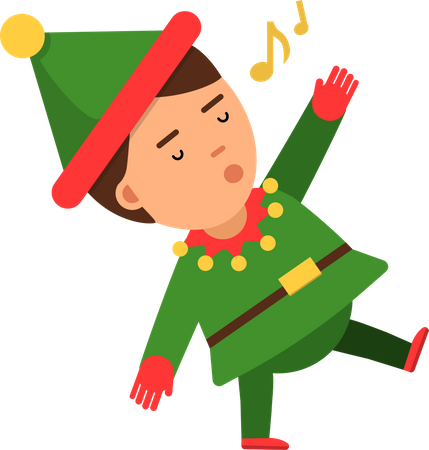 Christmas elf singing  Illustration