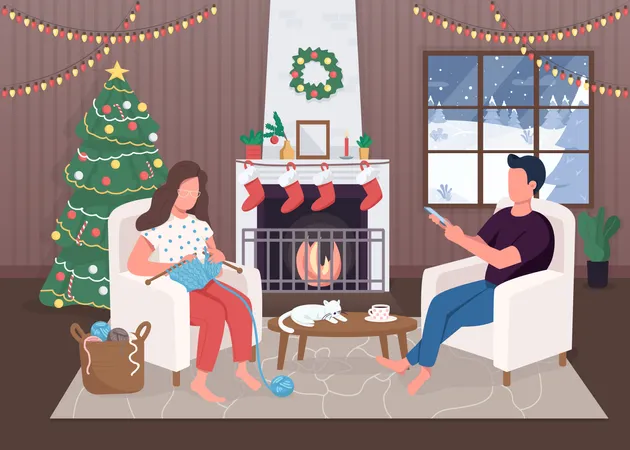 Christmas evening  Illustration