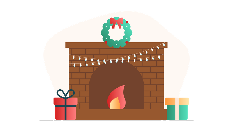 Christmas Fireplace Illustration