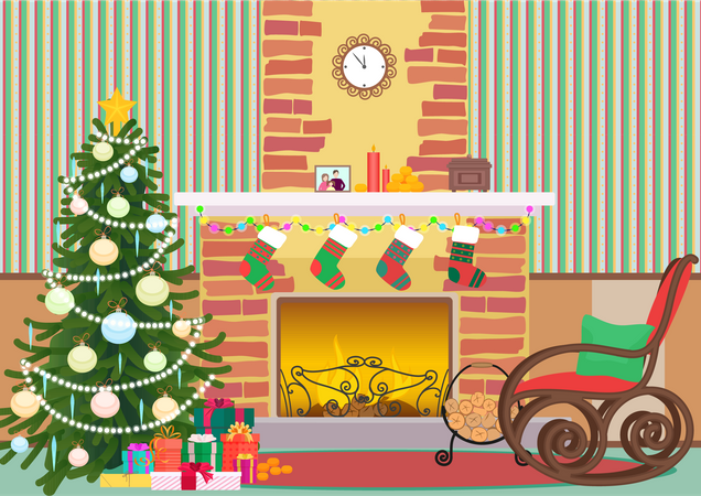 Christmas Fireplace  Illustration