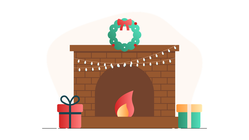 Christmas Fireplace  Illustration