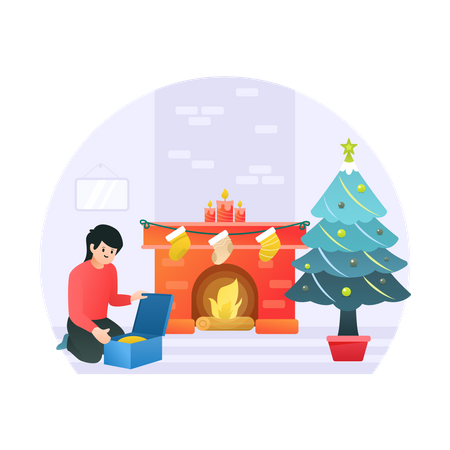 Christmas Fireplace  Illustration