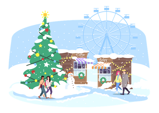 Christmas funfair  Illustration