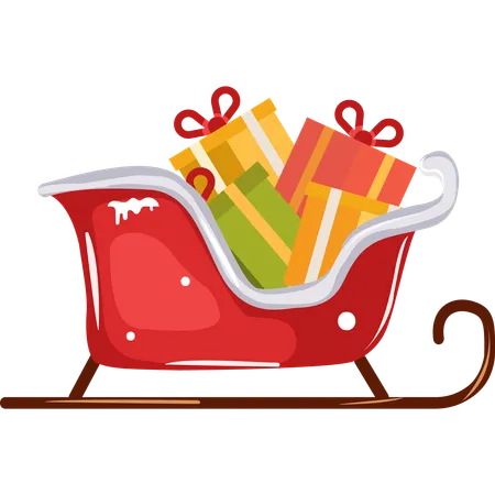 Christmas gifts on the sledge  Illustration