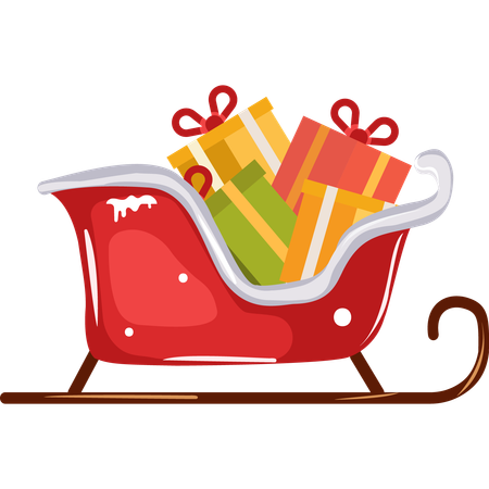 Christmas gifts on the sledge  Illustration