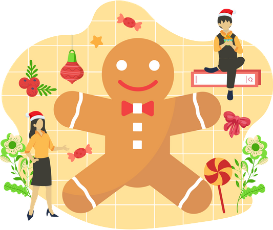 Christmas gingerbread man  일러스트레이션