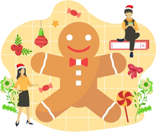 Christmas gingerbread man  일러스트레이션