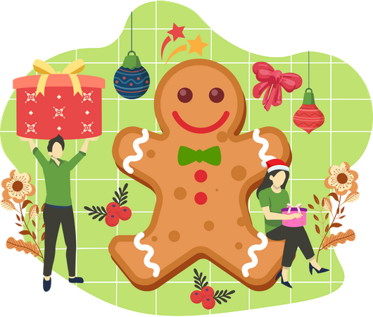 Christmas gingerbread man  Illustration