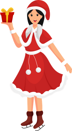 Christmas Girl with Santa Costume  Illustration