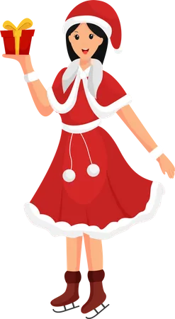 Christmas Girl with Santa Costume  Illustration