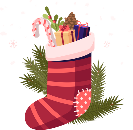 Christmas Glove with Gifts Illustration