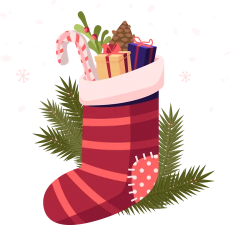 Christmas Glove with Gifts Illustration