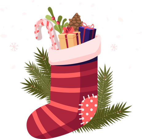 Christmas Glove with Gifts  Illustration