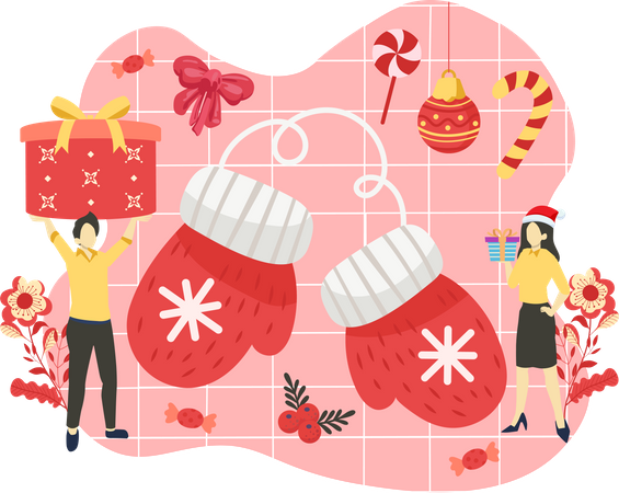 Christmas gloves  Illustration