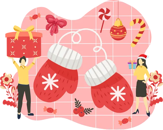 Christmas gloves  Illustration