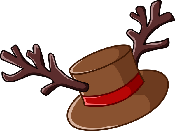 Christmas hat with deer antlers  Illustration