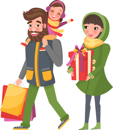 Christmas Holiday Preparation and Shopping  Illustration