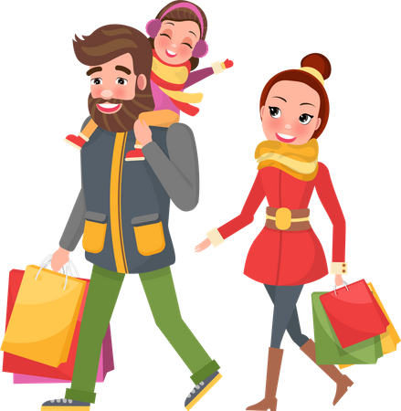 Christmas Holiday Preparation and Shopping  Illustration