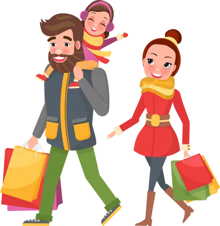 Christmas Holiday Preparation and Shopping  Illustration